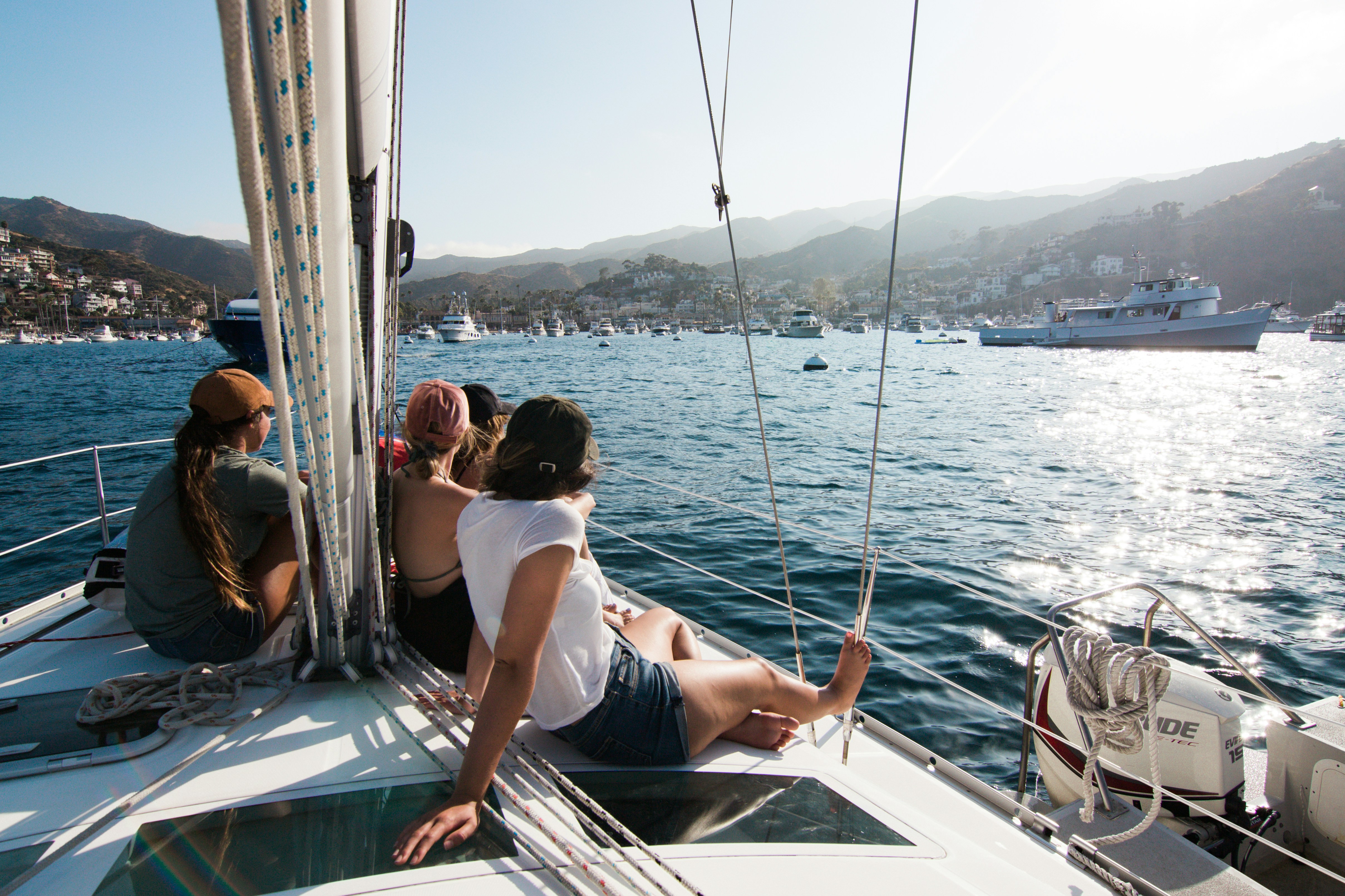 Passengers on the open-air deck of a Golden Gate Bay Cruise boat